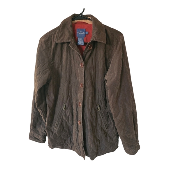 Faconnable Jacket Women XS Brown Quilted Elbow Patch Outerwear Long Sleeve - Picture 1 of 13